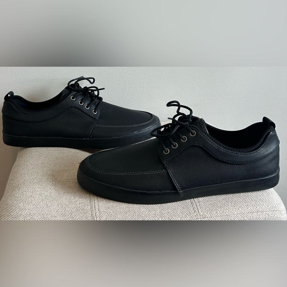 Call It Spring Black Vegan Lace Up Round Toe Shoes Size 12 - Like New Condition